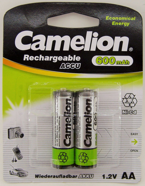 Аккумулятор  CAMELION  AA (600mAh) Ni-Cd BL-2 (1/24)