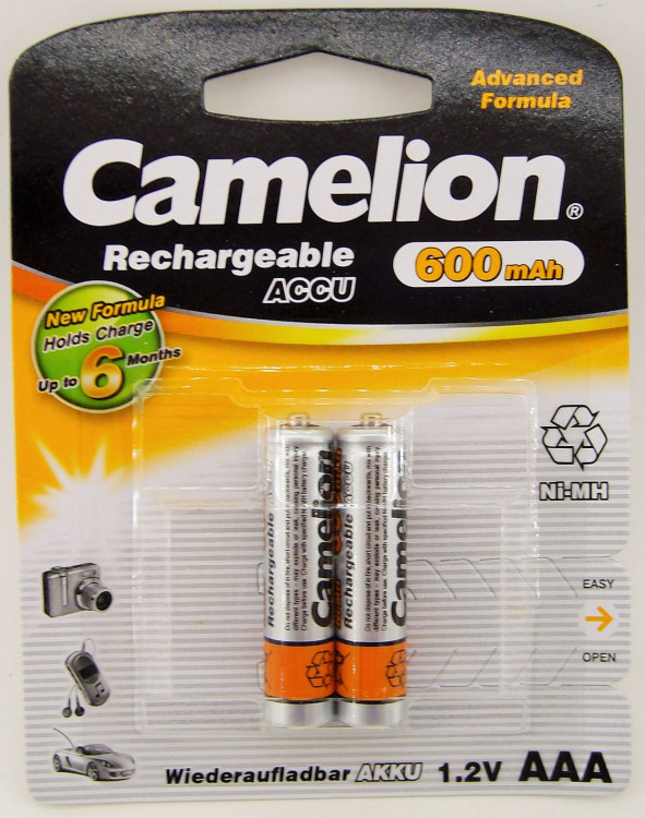 Аккумулятор  CAMELION  AAA (600mAh) Ni-MH BL-2 (1/24)