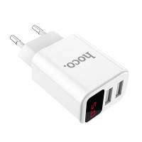 СЗУ с 2USB HOCO C63A (5V, 2100mAh)   (с дисплеем)