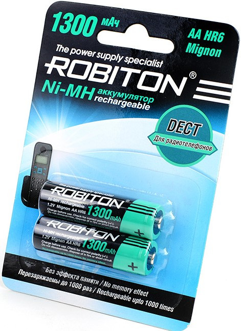 Аккумулятор ROBITON AA (1300 mAh) Ni-MH  DECT  BL-2 (1/50)