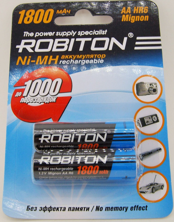 Аккумулятор ROBITON AA (1800 mAh) Ni-MH BL-2 (1/50)