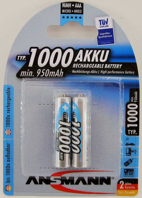 Аккумулятор  ANSMANN AAA (1000mAh) Ni-MH BL-2