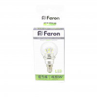 Лампа светодиодная Feron LB-40 12LED(4,5W)230V,4000K,E14 шар мал.прозрач*10*100