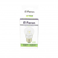 Лампа светодиодная Feron LB-40 12LED(4,5W)230V,4000K,E27 шар мал.прозрач*10*100