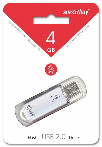 USB-Flash  4Gb Smartbuy V-Cut Silver